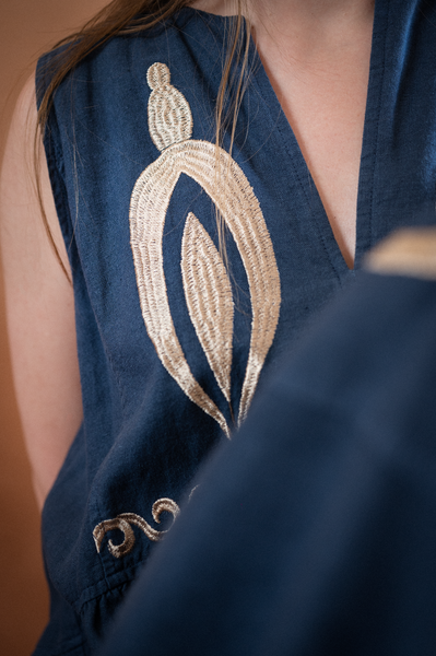 Embroidered Maxi Dress / Blue
