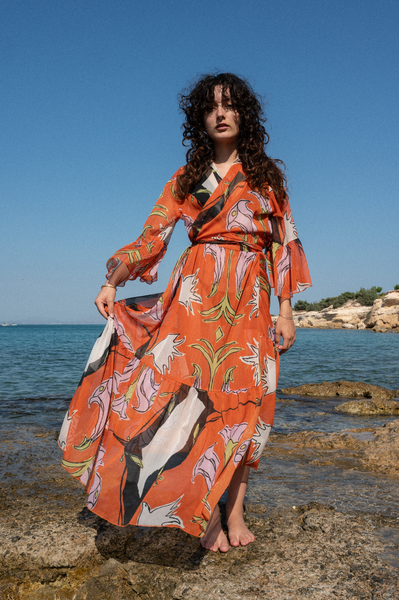 Hermes Long Silk Kaftan