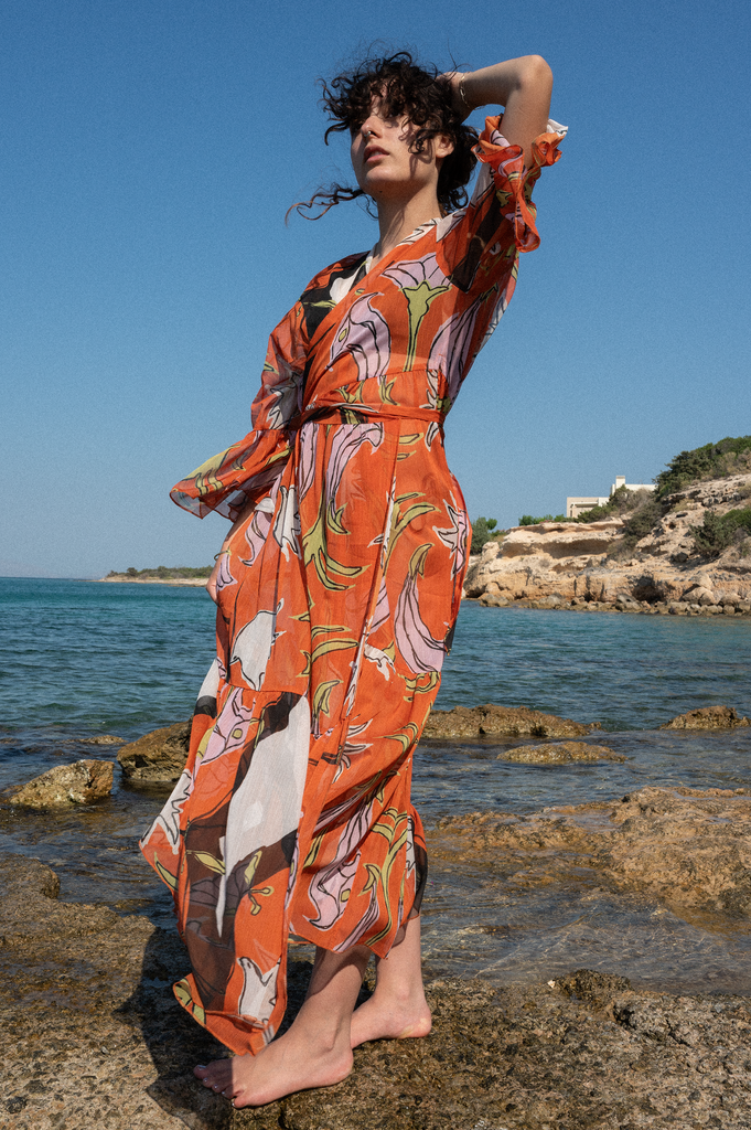 Hermes Long Silk Kaftan – Dia Tauta Athens