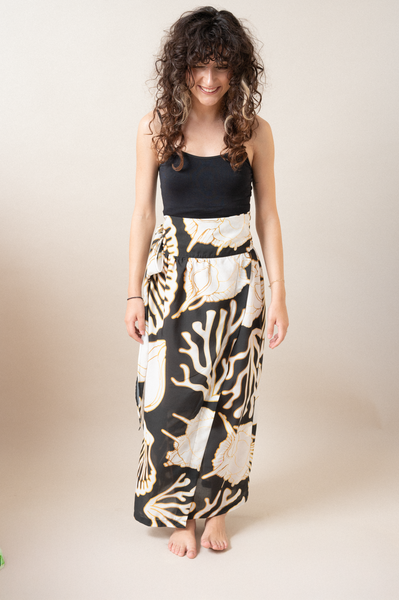 Column Printed Summer Wrap Skirt