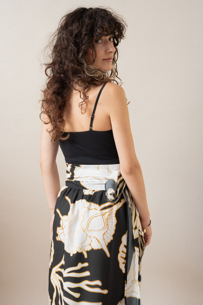 Column Printed Summer Wrap Skirt