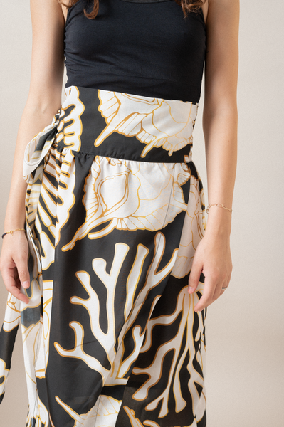 Column Printed Summer Wrap Skirt