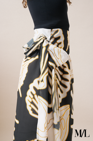 Column Printed Summer Wrap Skirt