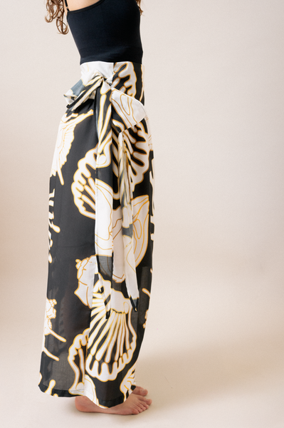 Column Printed Summer Wrap Skirt