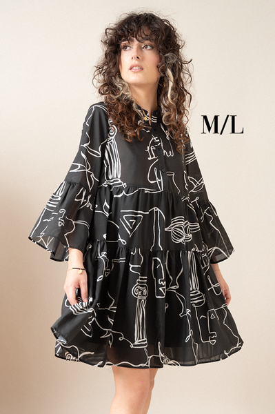 Kallisto Ruffle Mini Dress | Black Decennial