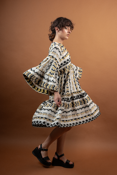 Embroidered Dress Black & White