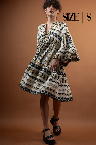 Embroidered Dress Black & White