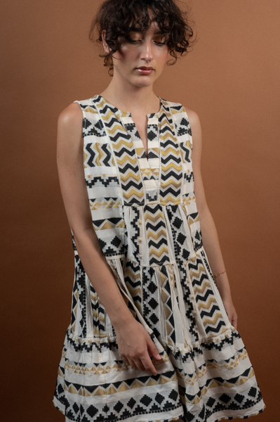 Nema Short Dress Black & White