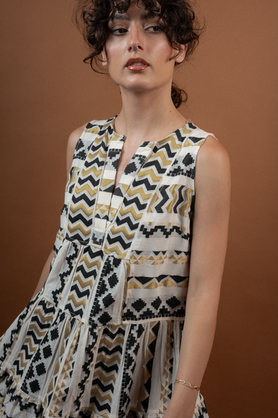 Nema Short Dress Black & White