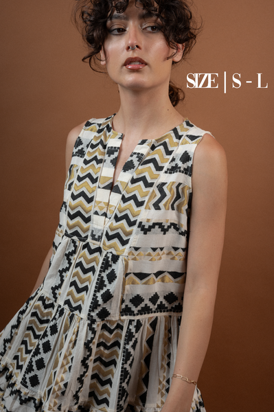 Nema Short Dress Black & White
