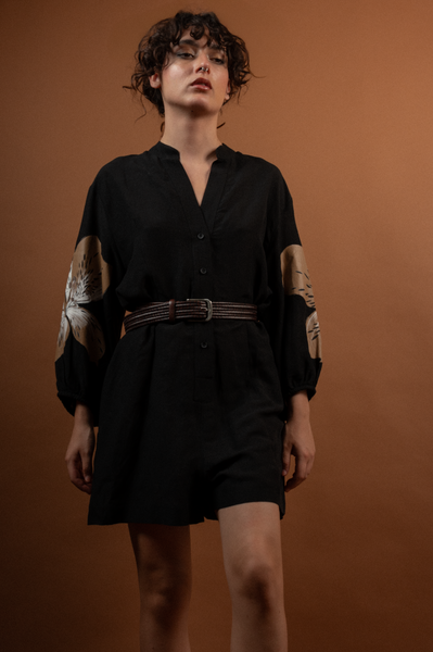 Linen shorts Jumpsuit - handpainted