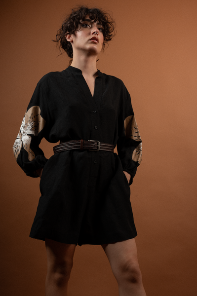 Linen shorts Jumpsuit - handpainted