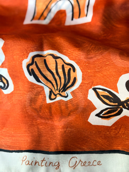 Historia Silk Scarf Painted Canelle Elements