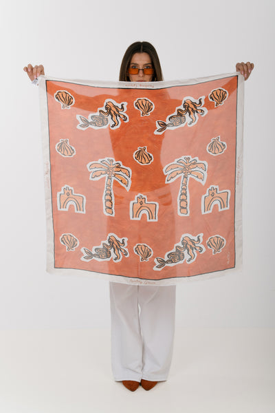 Historia Silk Scarf Painted Canelle Elements