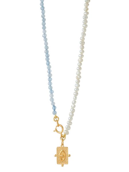 Mini Eye Tag Blueberry Pearl Necklace