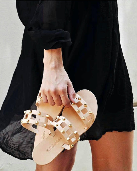 Red Beach Santorini Platinum - Alessandra Sandals