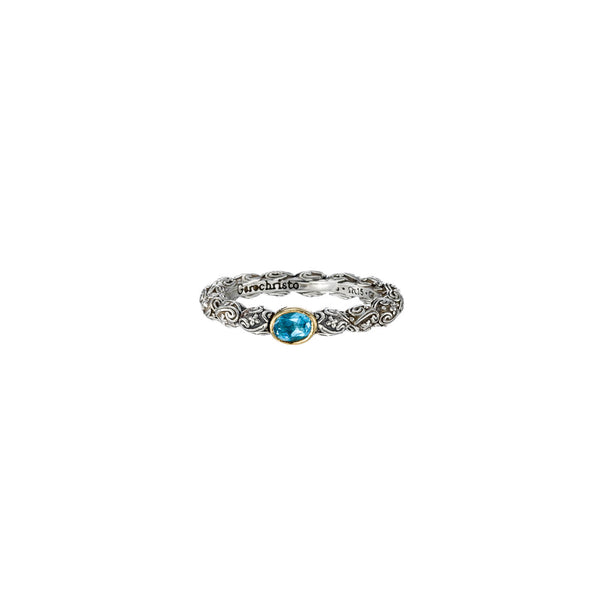 Eden’s Garden Band Ring in Sterling silver with Gold K18 and Oval Gemstone