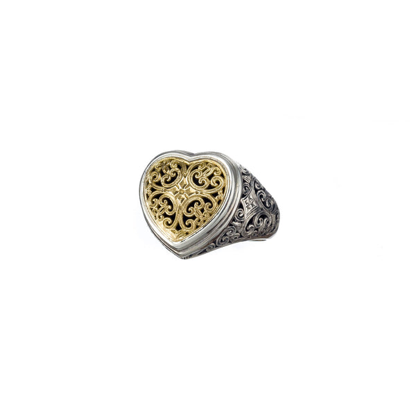 Mediterranean Ηeart Ring in 18K Gold and Sterling Silver