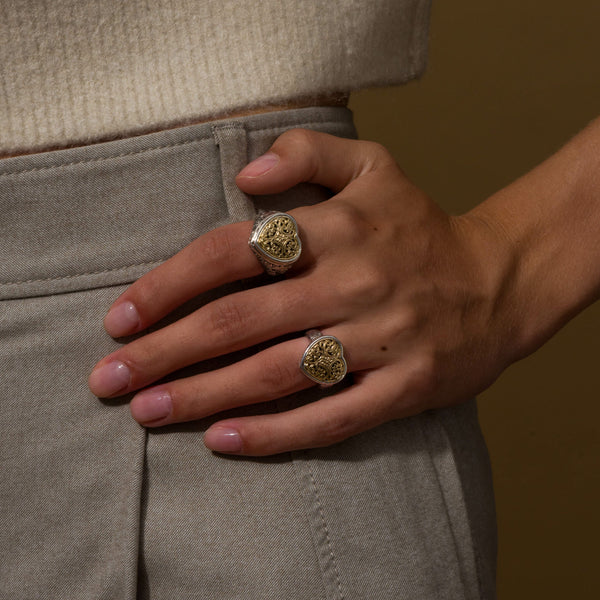 Mediterranean Ηeart Ring in 18K Gold and Sterling Silver