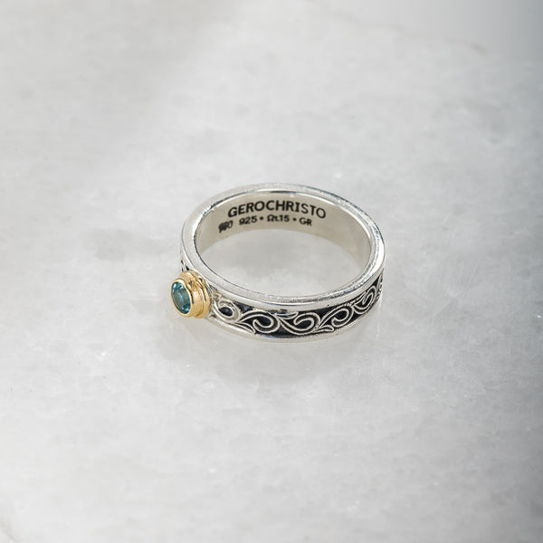 Kyma band ring in Sterling Silver with 18K Gold