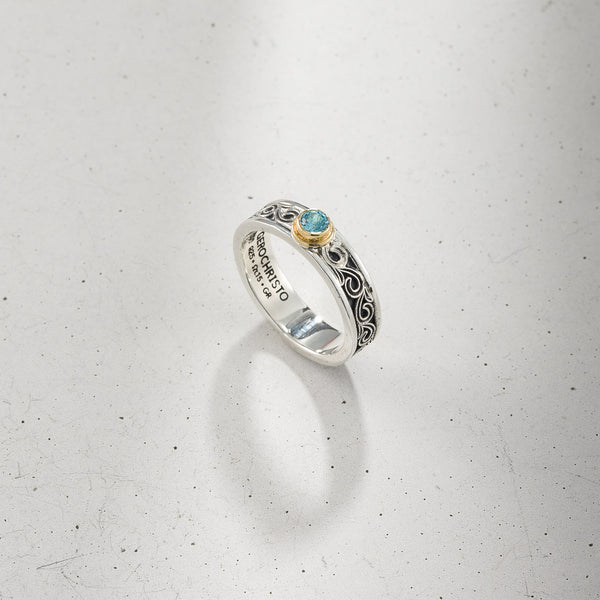 Kyma band ring in Sterling Silver with 18K Gold