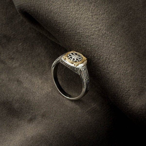 Mini Vergina Flower Ring in 18K Gold and Sterling Silver