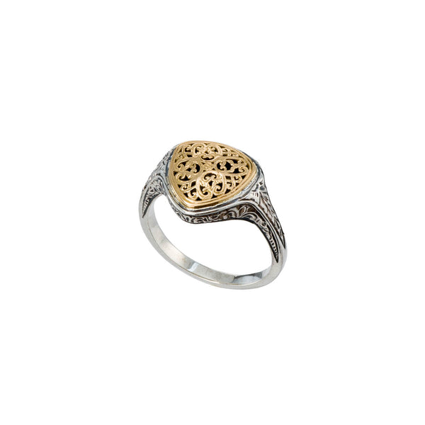 Mediterranean Triangle Pinky Ring in 18K Gold and Sterling Silver