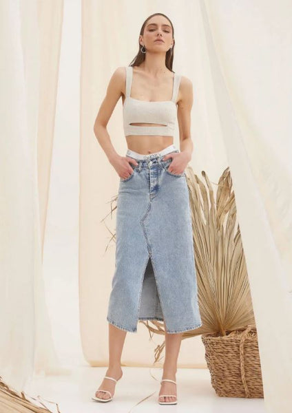 Gaia Denim Skirt Light Blue