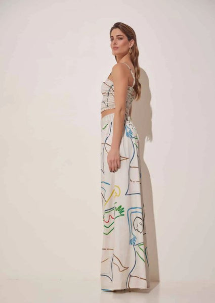 Rhea Printed Satin Wide Loose Pants