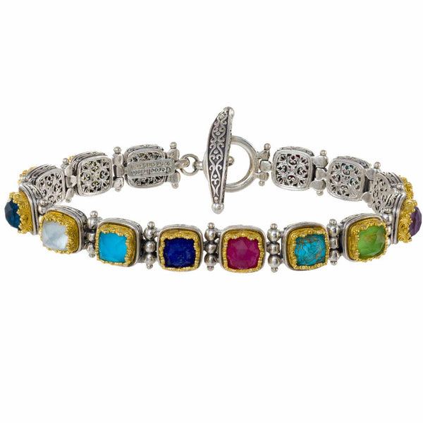 Iris Bracelet with Multi Color Square Stones