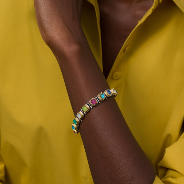 Iris Bracelet with Multi Color Square Stones