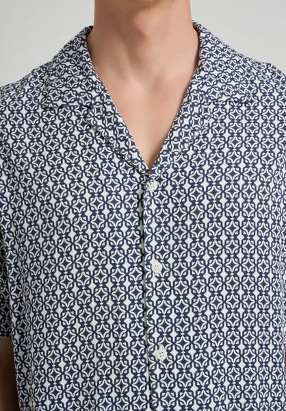 Santos Short Sleeve Print Shirt - Eclipse Blue