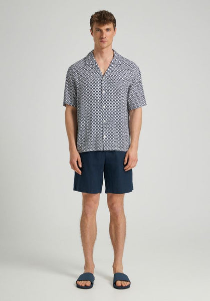 Santos Short Sleeve Print Shirt - Eclipse Blue
