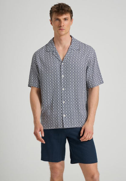 Santos Short Sleeve Print Shirt - Eclipse Blue