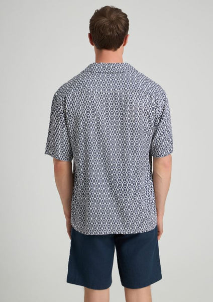 Santos Short Sleeve Print Shirt - Eclipse Blue