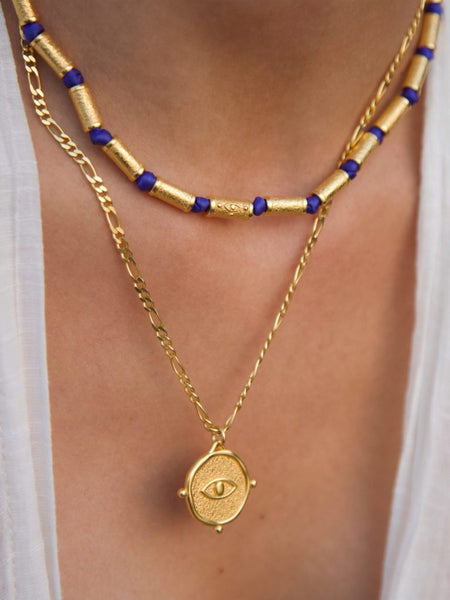 Big Eye Talisman Figaro Chain Necklace
