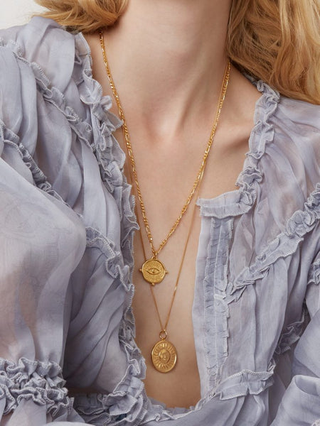 Big Eye Talisman Figaro Chain Necklace