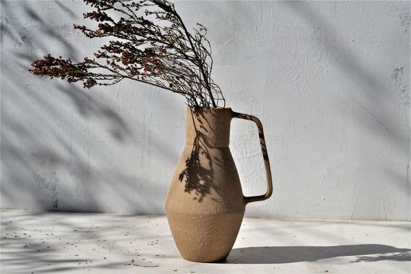 Ceramic Beige Tall Vessel Natural Texture